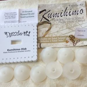 FINAL SALE PRICE Set of 8 Beading Bobbins & Square Kumihimo Disk